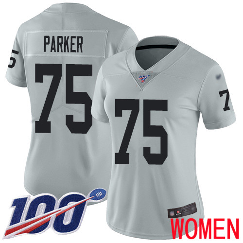 Oakland Raiders Limited Silver Women Brandon Parker Jersey NFL Football #75 100th Season Inverted Jersey